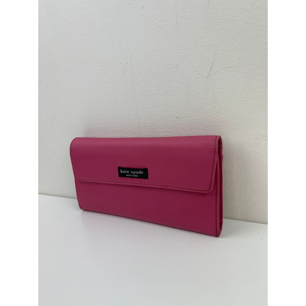 VTG Kate Spade Bubblegum Pink Foldover Clutch Wallet Barbiecore Card Money Y2K - Picture 2 of 10